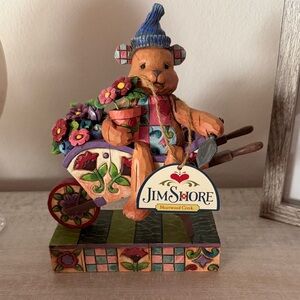 Jim Shore “Flower Bear” Bear in Wheelbarrow Figurine